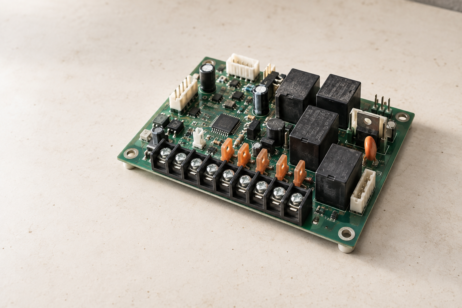 Example HVAC control board on a workbench